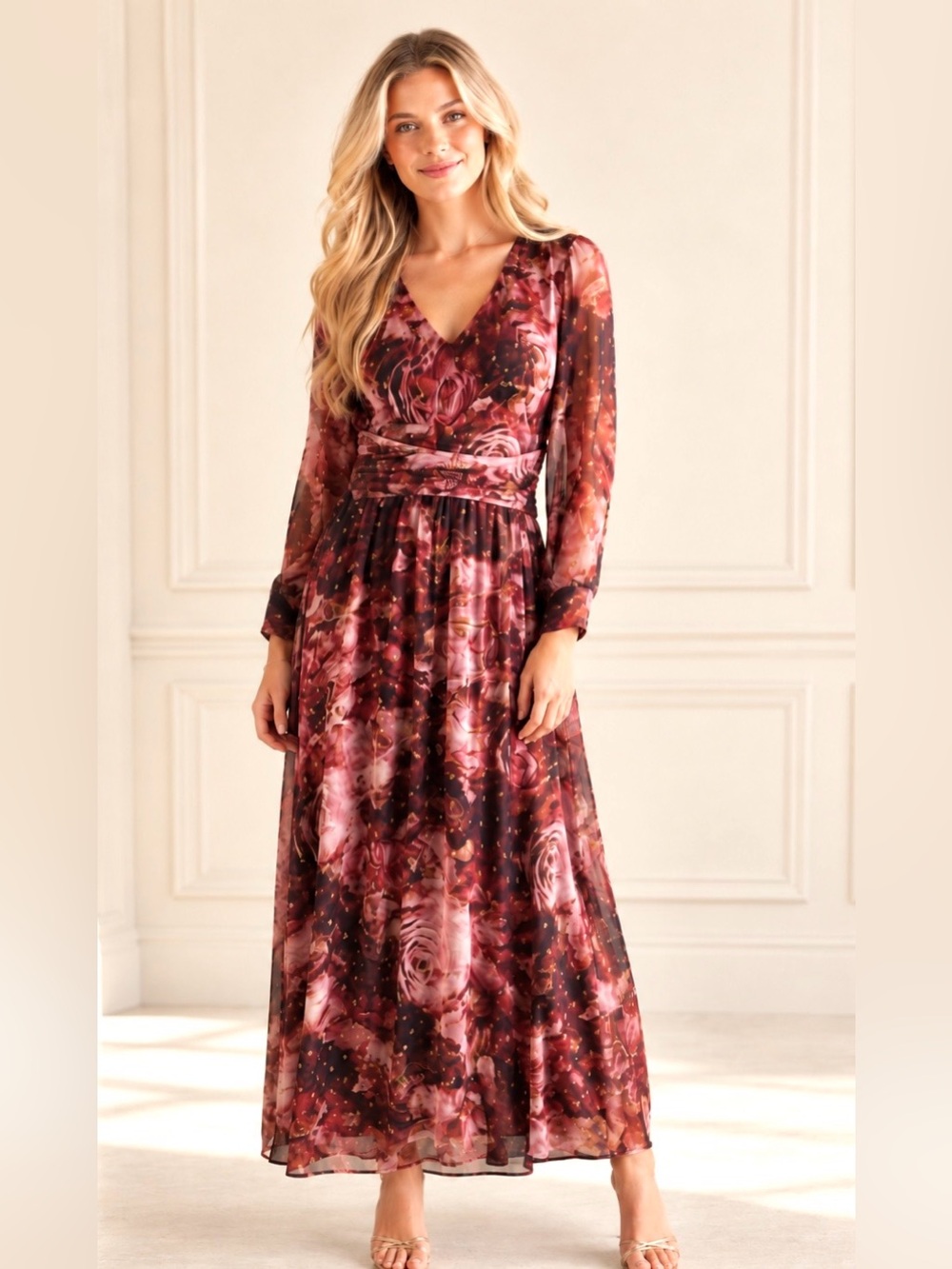 NWT Soft Surroundings Soft Rina silk floral maxi dress. Size 10
